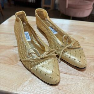 Vintage Timothy Hitsman Gold Mesh Ballet Flats with Bow